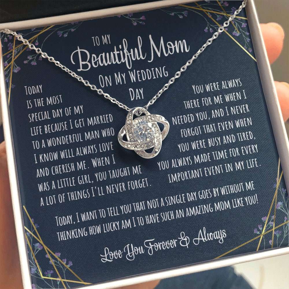 Mom Necklace, To My Beautiful Mom On My Wedding Day, Gift For The Mother Of The Bride Necklace From Daughter To Mother Gift For Karwa Chauth Rakva