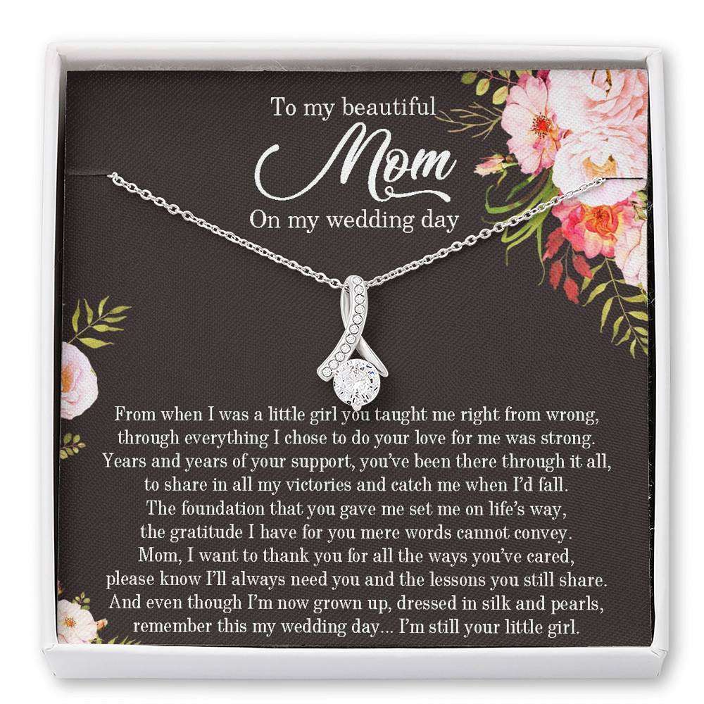 Mom Necklace, To My Beautiful Mom On My Wedding Day Necklace, Mother Of The Bride Necklace Gifts for Mother (Mom) Rakva