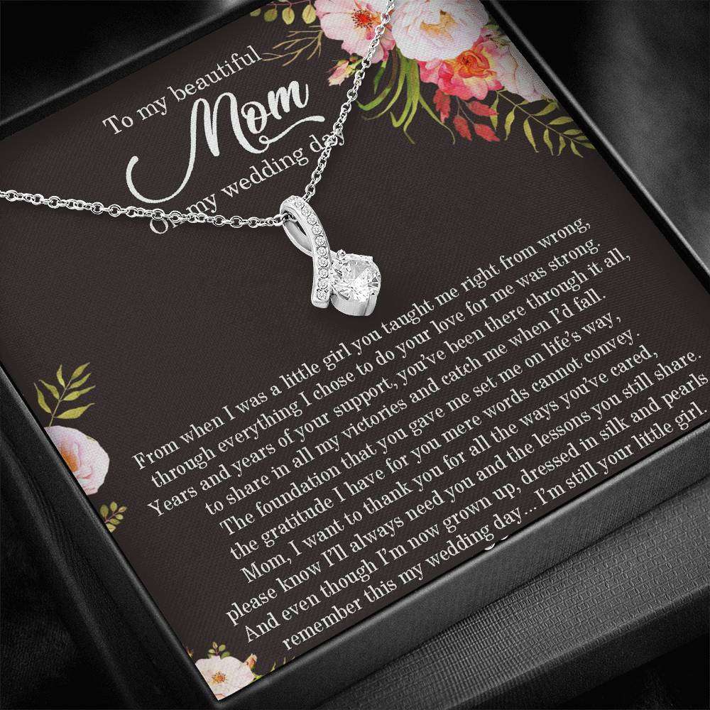 Mom Necklace, To My Beautiful Mom On My Wedding Day Necklace, Mother Of The Bride Necklace Gifts for Mother (Mom) Rakva