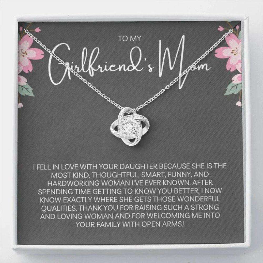 Mom Necklace, To My Girlfriend’S Mom Gift, Cz Love Knot Necklace, Thoughtful Christmas Present Gifts for Mother (Mom) Rakva