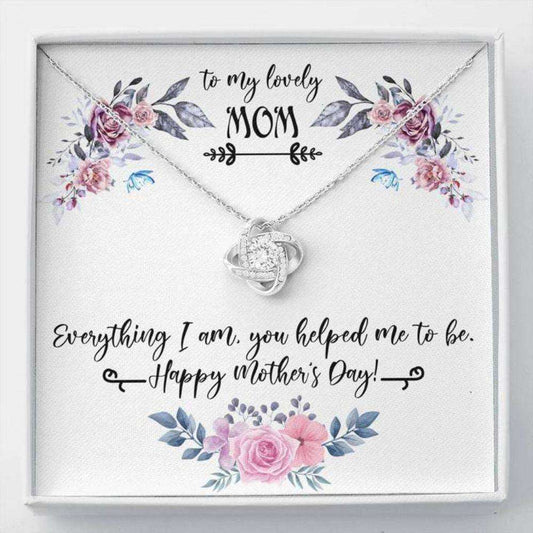 Mom Necklace, To My Lovely Mom Œeverything I Am Pb” Love Knot Necklace Gift Gifts for Mother (Mom) Rakva