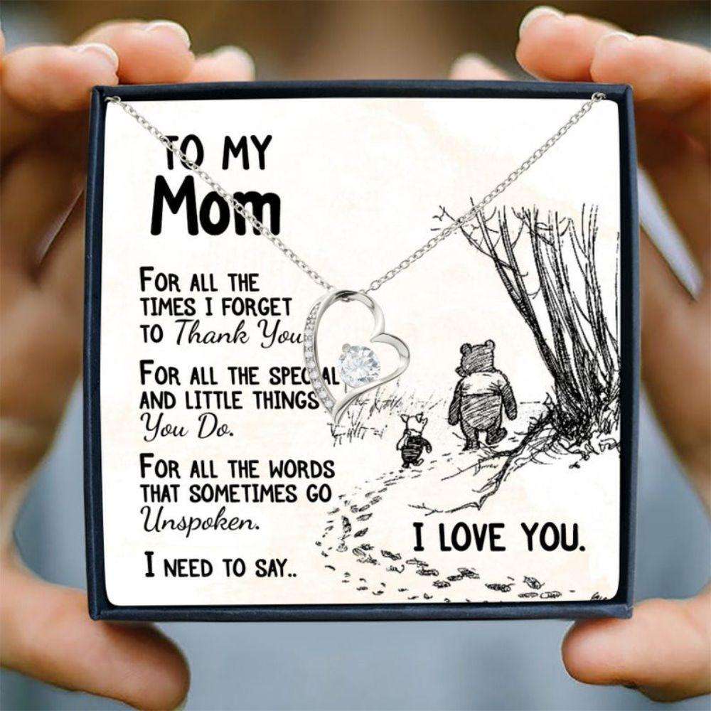 Mom Necklace, To My Mom I Love You To The Moon And Back Necklace, Engraved Quote Gifts for Mother (Mom) Rakva
