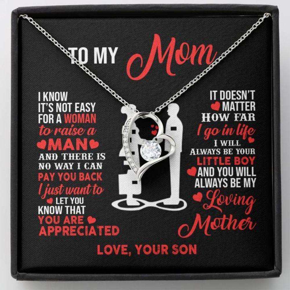 Mom Necklace, To My Mom Little Boy Heart Necklace Gift For Mom From Son Gifts for Mother (Mom) Rakva