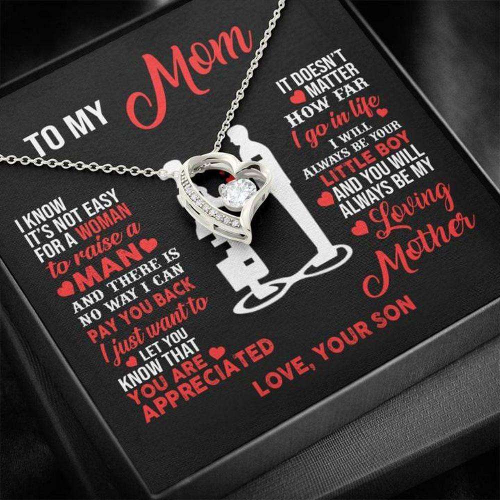 Mom Necklace, To My Mom Little Boy Heart Necklace Gift For Mom From Son Gifts for Mother (Mom) Rakva