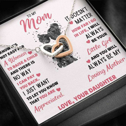 Mom Necklace, To My Mom Little Girl Interlocking Necklace Gift Gifts for Mother (Mom) Rakva