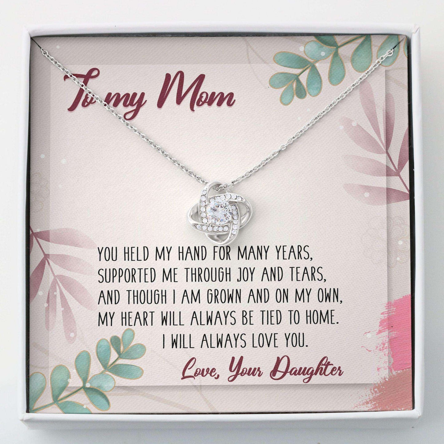 Mom Necklace, To My Mom Mothers Day Love Knot Necklace, Gift For Mom Mothers Day Gifts for Mother (Mom) Rakva