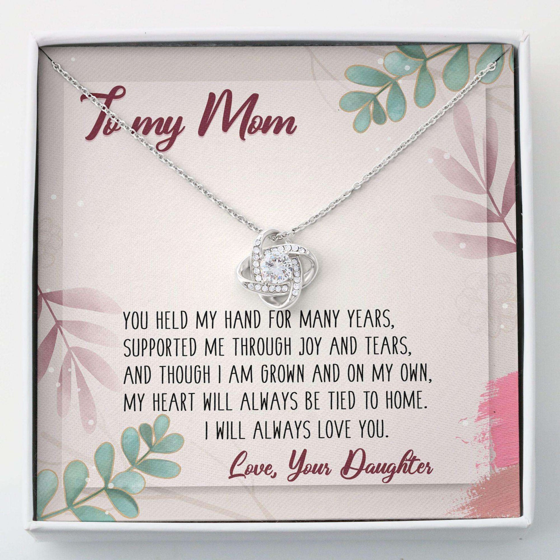 Mom Necklace, To My Mom Mothers Day Love Knot Necklace, Gift For Mom Mothers Day Gifts for Mother (Mom) Rakva