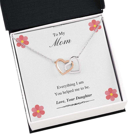 Mom Necklace, To My Mom Necklace Gift “ Everything I Am “ Because Of You Mom Necklace Gifts for Mother (Mom) Rakva