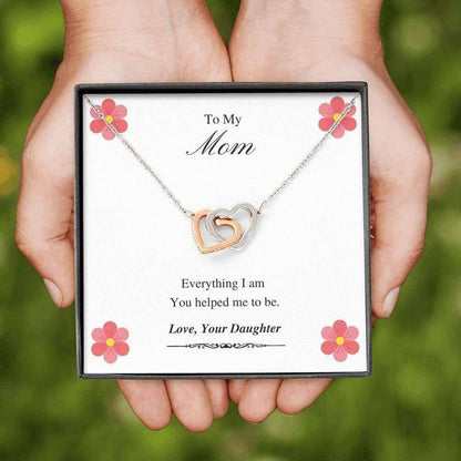 Mom Necklace, To My Mom Necklace Gift “ Everything I Am “ Because Of You Mom Necklace Gifts for Mother (Mom) Rakva