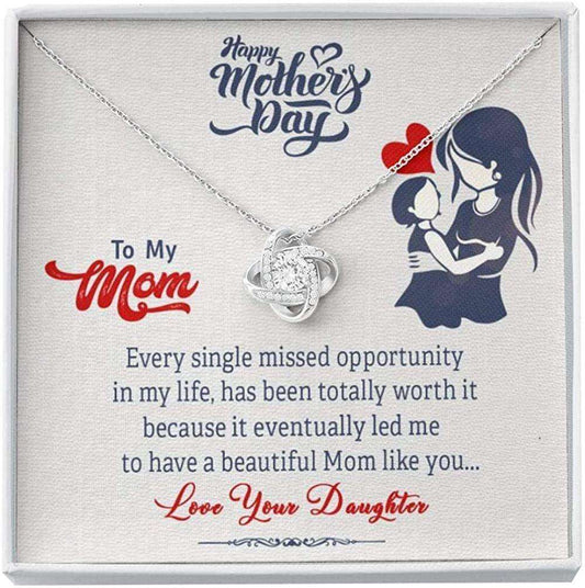 Mom Necklace, To My Mom Necklace Gift, Happy Mother’S Day Knot Pendant, Gift From Daughter, For Her Gifts For Daughter Rakva