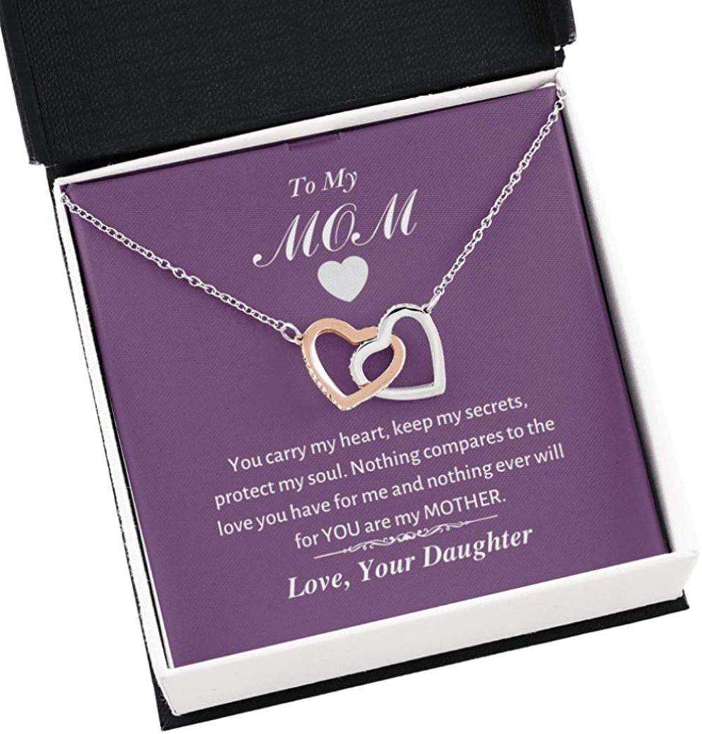 Mom Necklace, To My Mom Necklace Gift “ You Carry My Heart “ Just For Her Necklace Gifts for Mother (Mom) Rakva