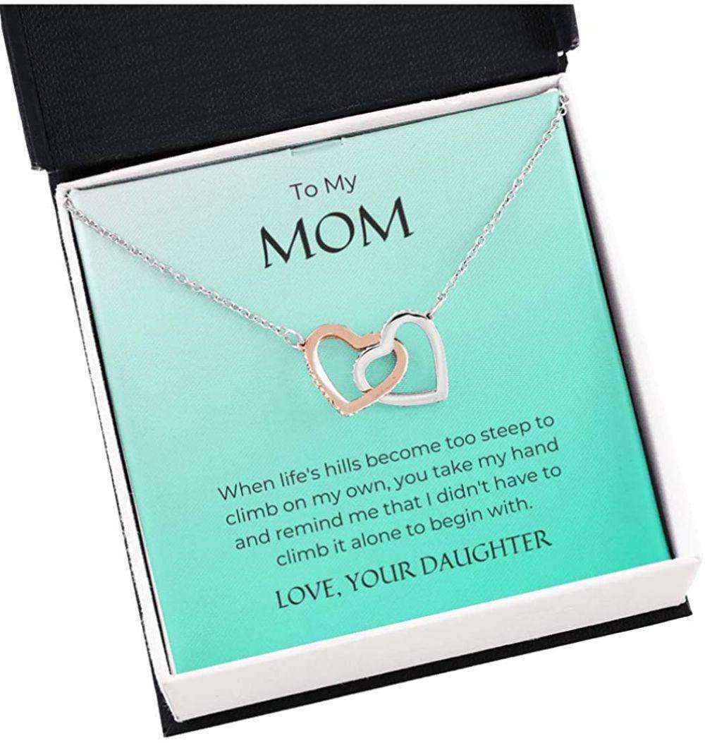 Mom Necklace, To My Mom Necklace Gift “ You Take My Hand “ I Love You Mother Necklace Gifts for Mother (Mom) Rakva