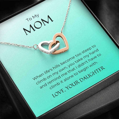 Mom Necklace, To My Mom Necklace Gift “ You Take My Hand “ I Love You Mother Necklace Gifts for Mother (Mom) Rakva