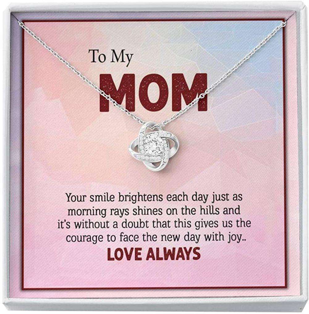 Mom Necklace, To My Mom Necklace Gift, Your Smile Brightens Each Day Gifts for Mother (Mom) Rakva