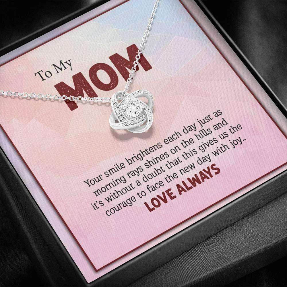 Mom Necklace, To My Mom Necklace Gift, Your Smile Brightens Each Day Gifts for Mother (Mom) Rakva