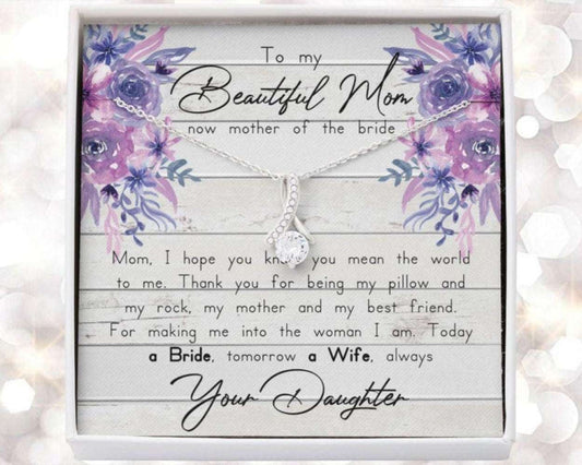 Mom Necklace, To My Mom On My Wedding Day Necklace, Mother Of The Bride Gift From Daughter Gifts For Daughter Rakva