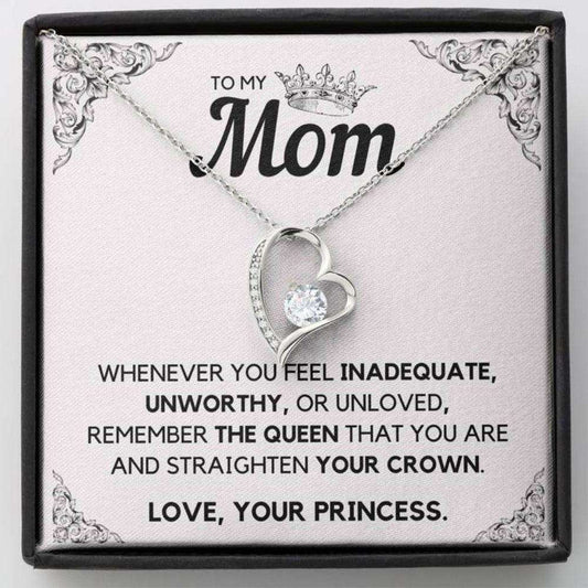 Mom Necklace, To My Mom Princess Heart Necklace Gift For Mom From Daughter Gifts For Daughter Rakva
