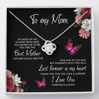 Mom Necklace, To My Mom Time May Fly Love Knot Necklace Gifts for Mother (Mom) Rakva