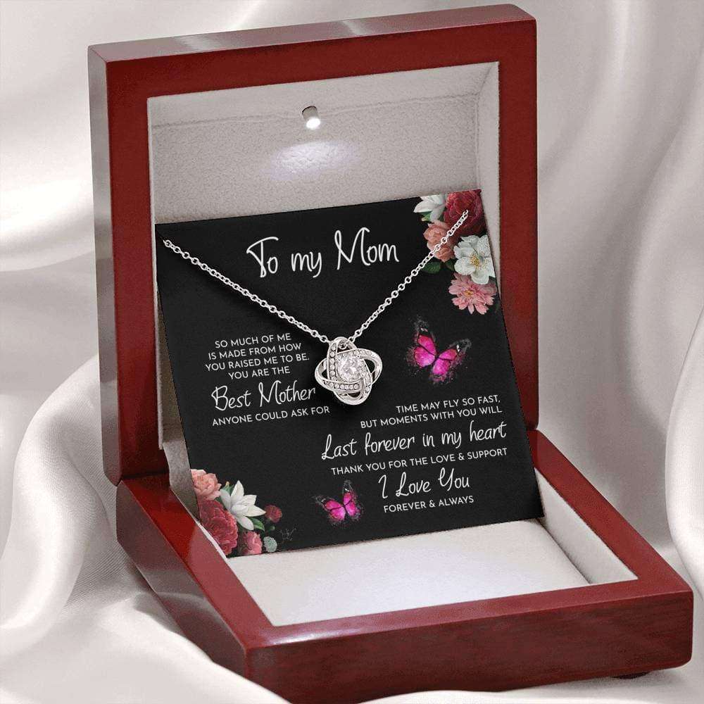 Mom Necklace, To My Mom Time May Fly Love Knot Necklace Gifts for Mother (Mom) Rakva