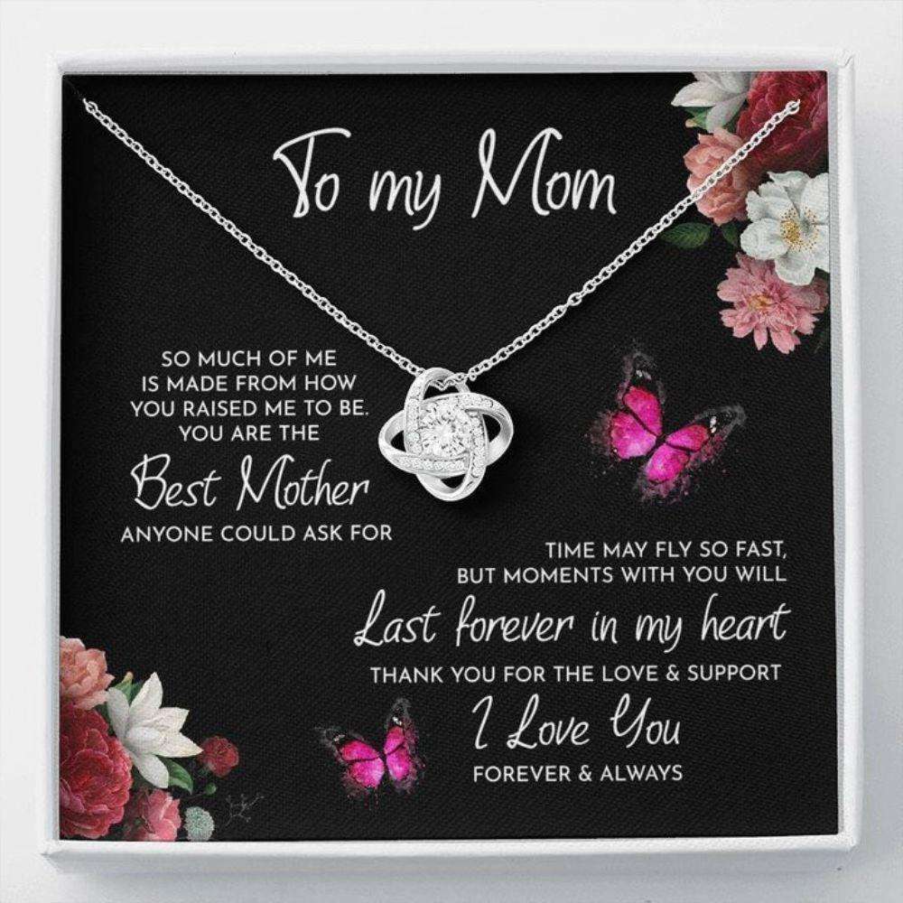 Mom Necklace, To My Mom Time May Fly Love Knot Necklace V1 Gifts for Mother (Mom) Rakva