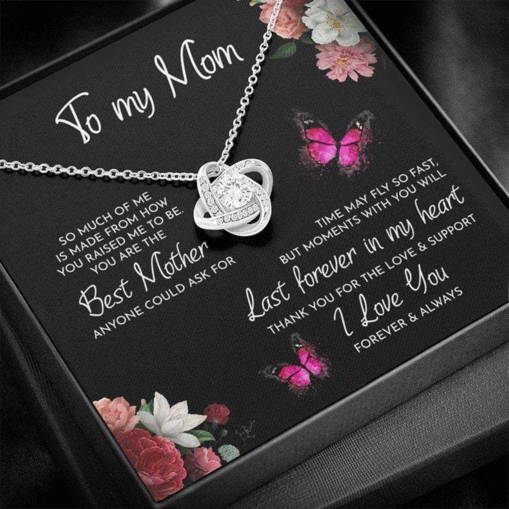 Mom Necklace, To My Mom Time May Fly Love Knot Necklace V1 Gifts for Mother (Mom) Rakva