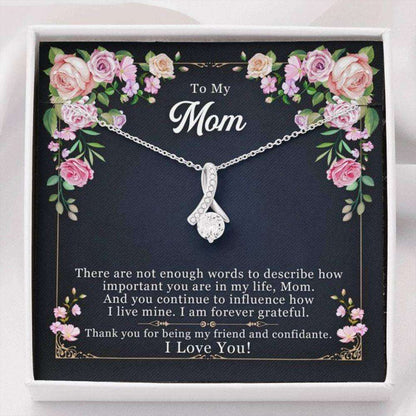 Mom Necklace, To My Mom, You Are My Life, I Am Forever Grateful Alluring Beauty Ribbon Shaped Necklace Gifts for Mother (Mom) Rakva