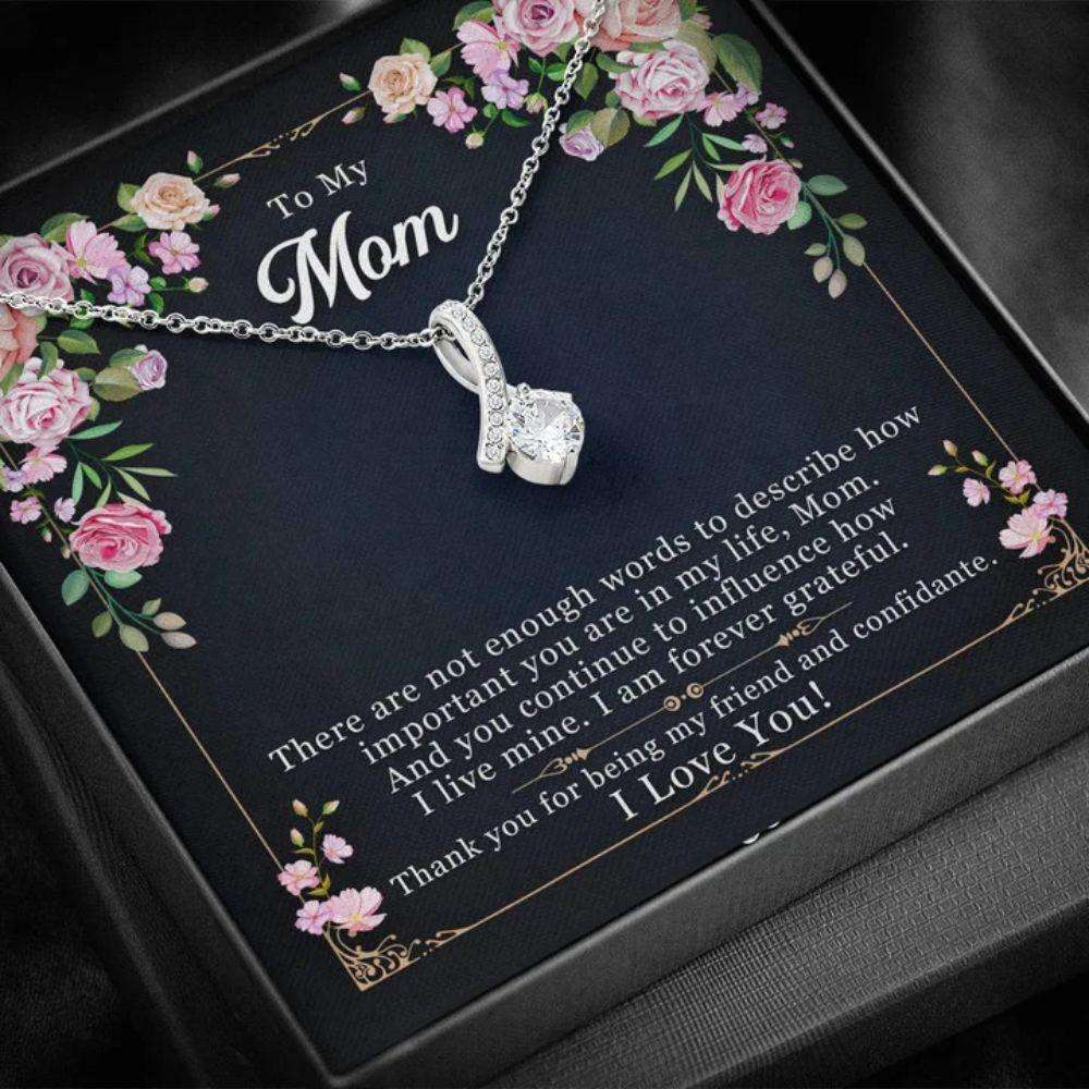 Mom Necklace, To My Mom, You Are My Life, I Am Forever Grateful Alluring Beauty Ribbon Shaped Necklace Gifts for Mother (Mom) Rakva