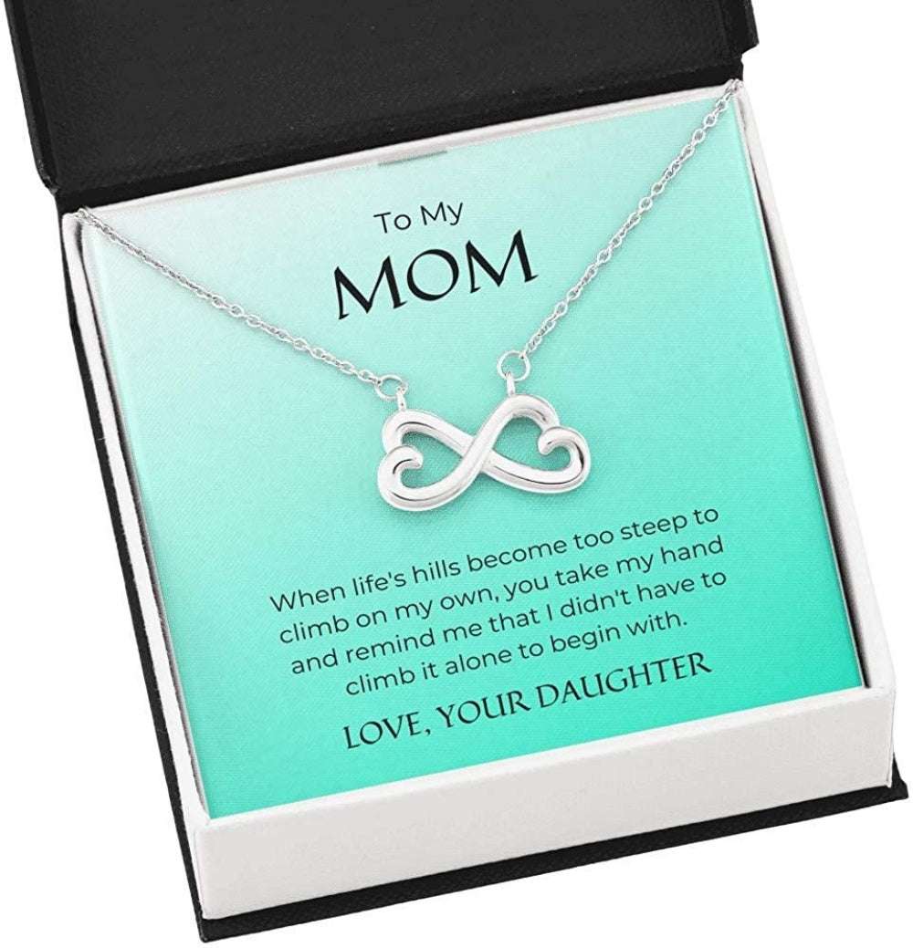 Mom Necklace, To My Mom “ You Take My Hand “ Infinity Heart Necklace “ Lovely Gift Gifts for Mother (Mom) Rakva