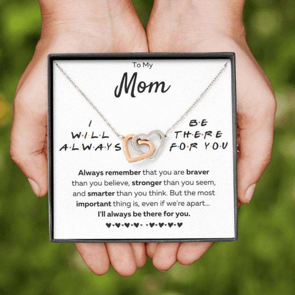 Mom Necklace, To My Mom Œthere For You “ Braver” Interlocking Hearts Necklace Gift Gifts for Mother (Mom) Rakva