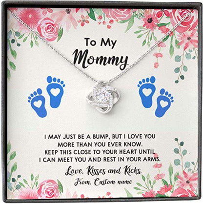 Mom Necklace, To My Mommy From Custom Name Bump Close Heart Rest Arm Kiss Flower Gifts For Mom To Be (Future Mom) Rakva