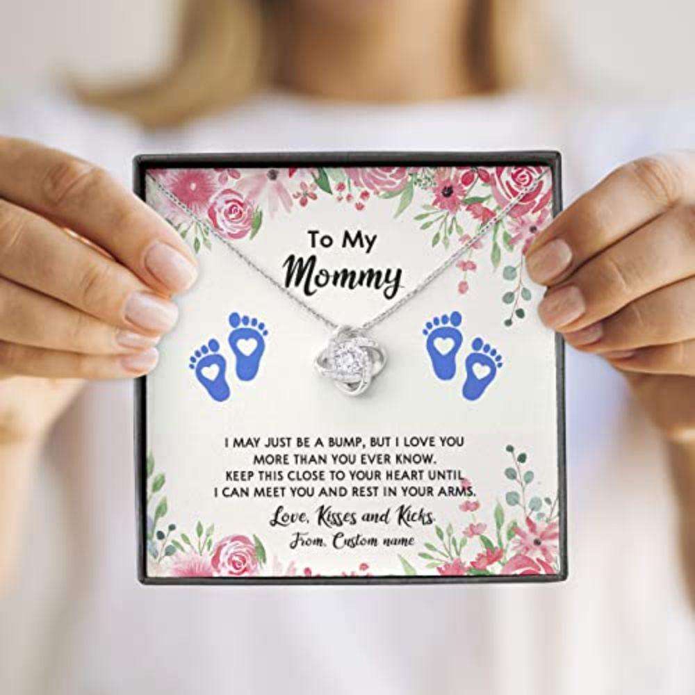 Mom Necklace, To My Mommy From Custom Name Bump Close Heart Rest Arm Kiss Flower Gifts For Mom To Be (Future Mom) Rakva