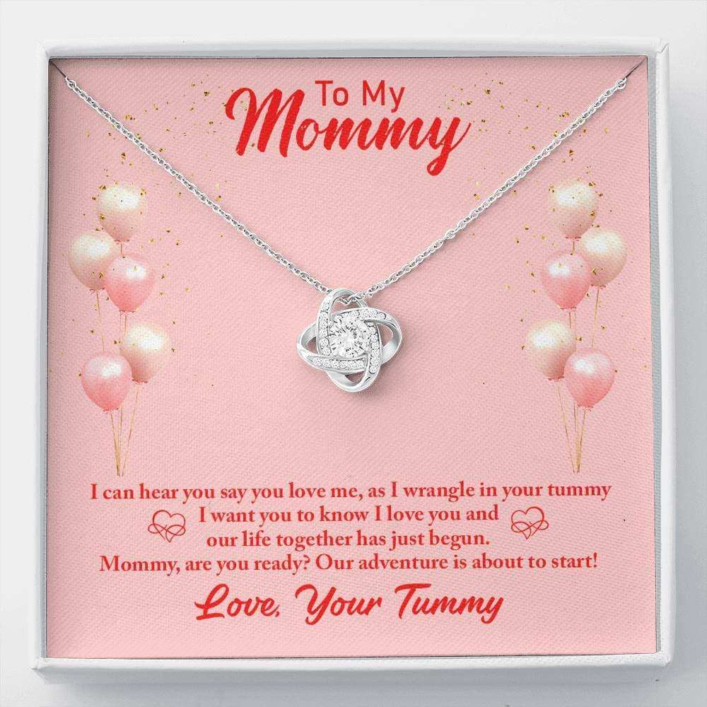 Mom Necklace, To My Mommy Love Your Tummy Love Knot Necklace Gifts for Mother (Mom) Rakva