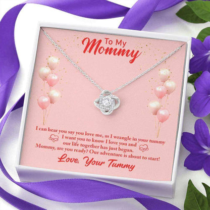 Mom Necklace, To My Mommy Love Your Tummy Love Knot Necklace Gifts for Mother (Mom) Rakva