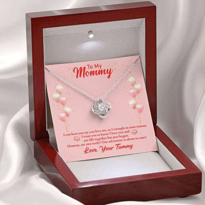 Mom Necklace, To My Mommy Love Your Tummy Love Knot Necklace Gifts for Mother (Mom) Rakva