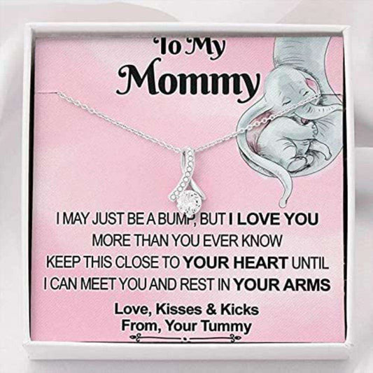 Mom Necklace, To My Mommy Necklace Gift “ Love Kisses Kicks Love Gifts for Mother (Mom) Rakva