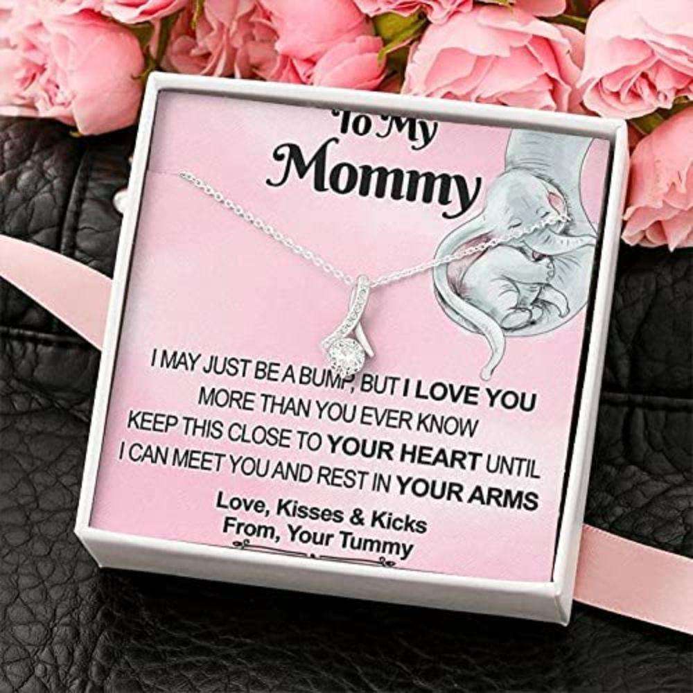 Mom Necklace, To My Mommy Necklace Gift “ Love Kisses Kicks Love Gifts for Mother (Mom) Rakva