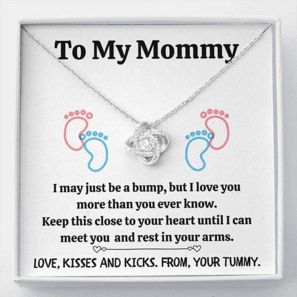 Mom Necklace, To My Mommy Œbaby Feet “ White” Love Knot Necklace Gift For Mom Gifts for Mother (Mom) Rakva