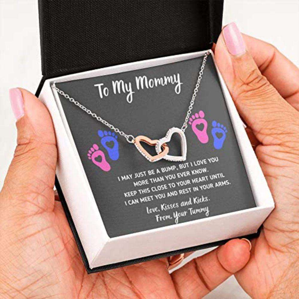 Mom Necklace, To My Mommy”Heart-Feet” Necklace. Baby Shower Present. Gift For Pregnant Mom Gifts For Mom To Be (Future Mom) Rakva