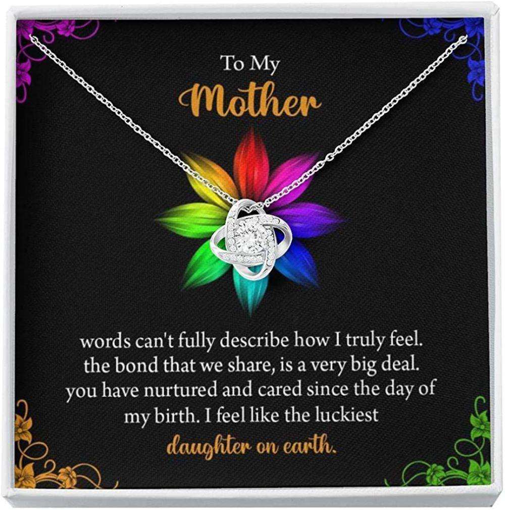 Mom Necklace, To My Mother Necklace Gift, I Feel Like The Luckiest Daughter On Earth Gifts For Daughter Rakva