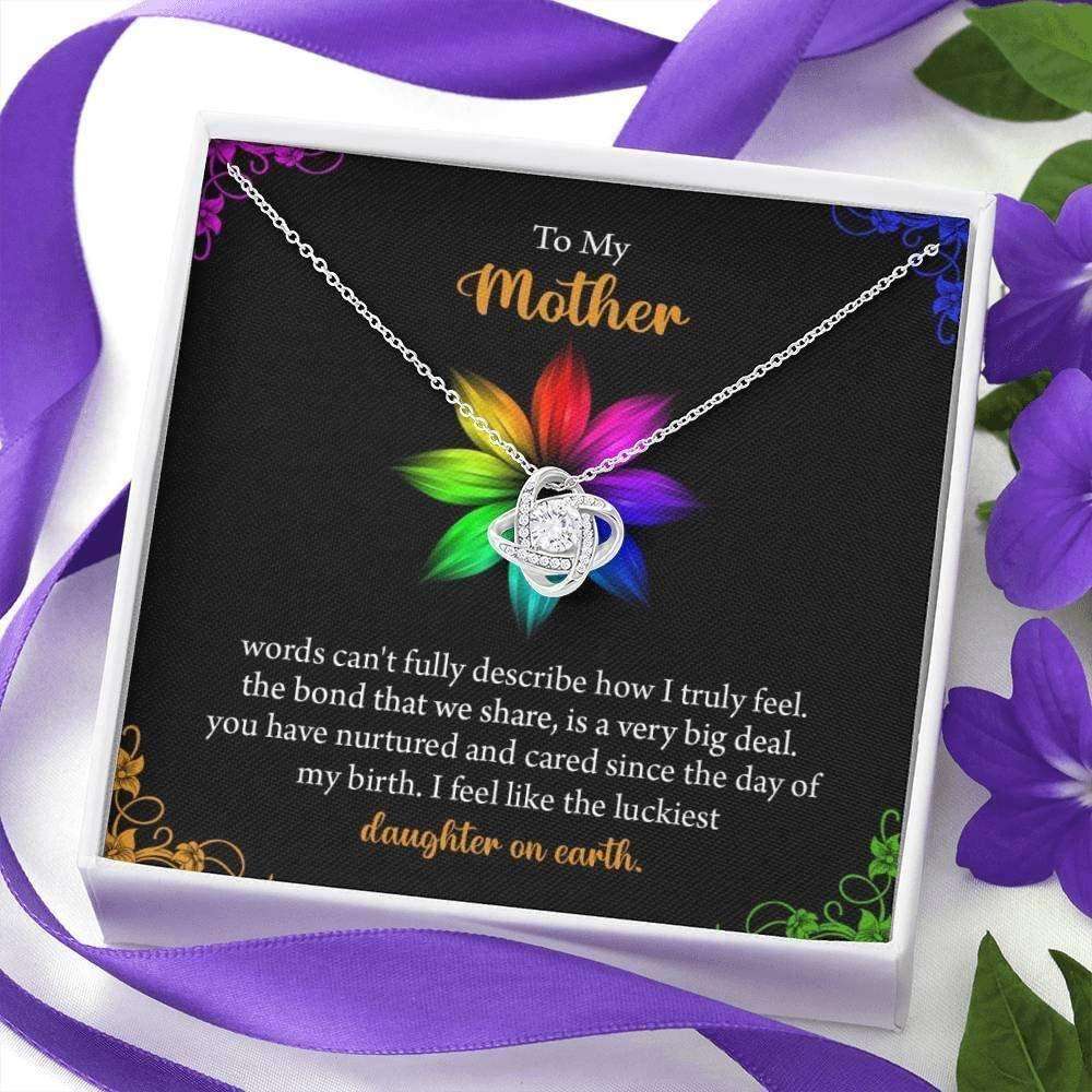 Mom Necklace, To My Mother Necklace Gift, I Feel Like The Luckiest Daughter On Earth Gifts For Daughter Rakva