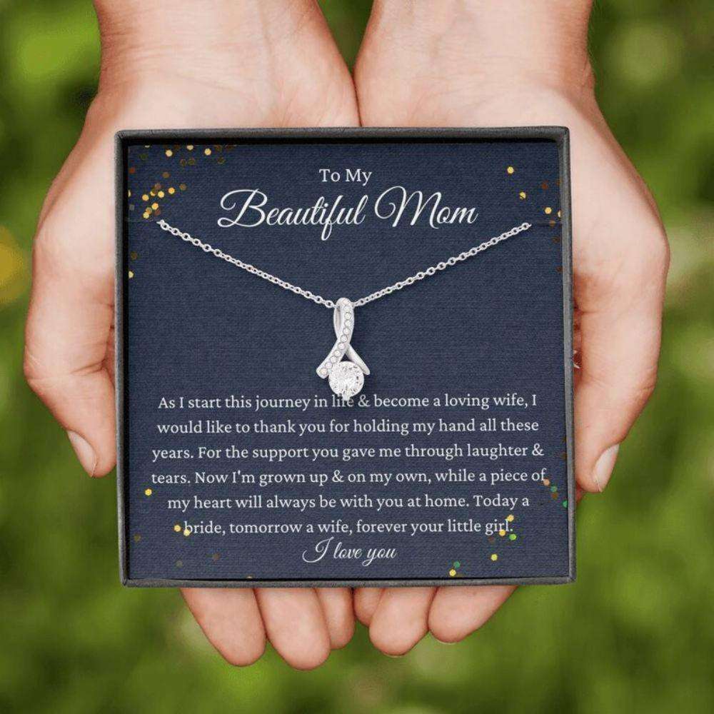 Mom Necklace, To My Mother On Wedding Day Necklace, Mother Of The Bride Gift From Daughter, Gift For Mom From Bride Gifts For Daughter Rakva