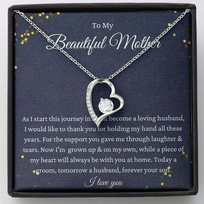 Mom Necklace, To My Mother On Wedding Day Necklace, Mother Of The Groom Gift From Son, Gift For Mom From Groom Gifts for Mother (Mom) Rakva