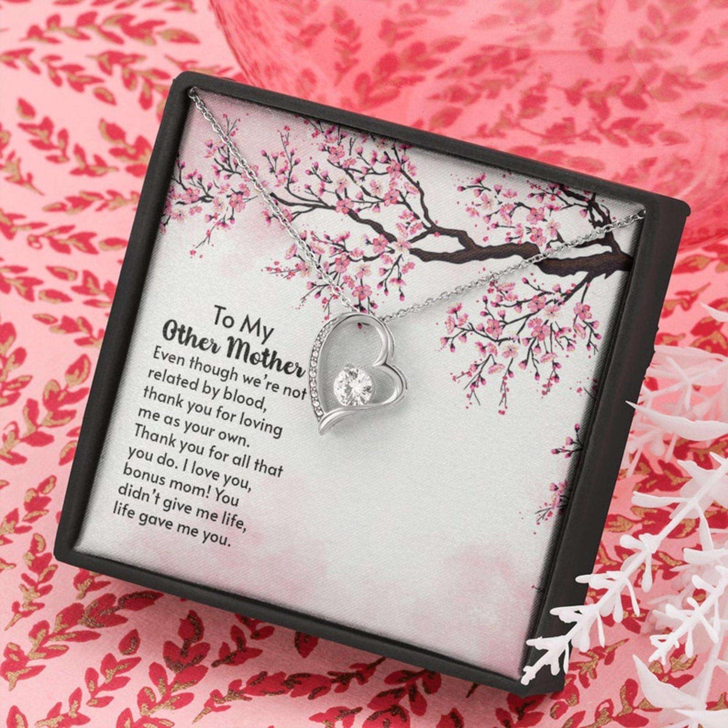 Mom Necklace, To My Other Mom Which God Gave To Me Heart Necklace, Bonus Mom Gift. Valentine Day Necklace Gifts for Mother (Mom) Rakva