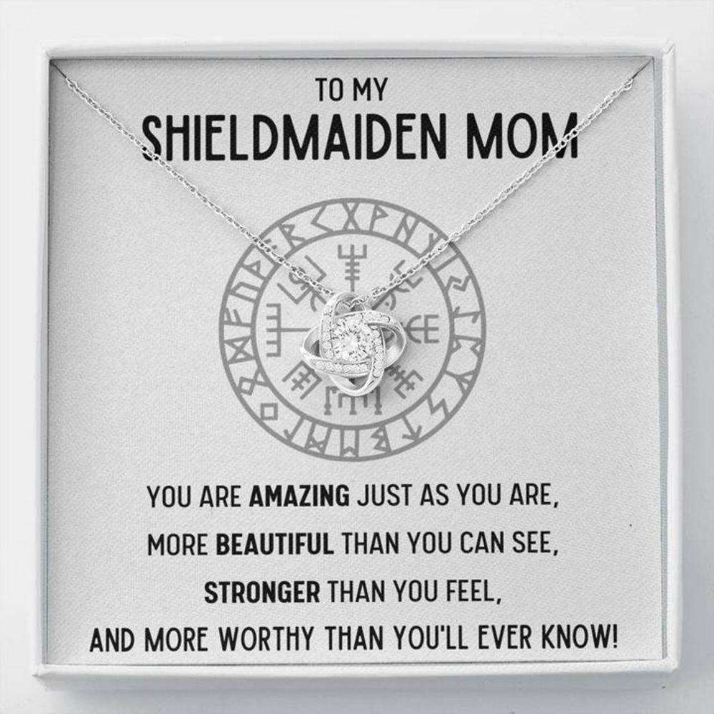 Mom Necklace, To My Shieldmaiden Mom Œworthy” Love Knot Necklace Gift Gifts for Mother (Mom) Rakva