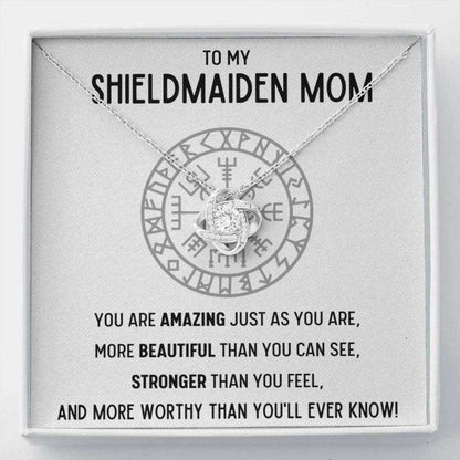 Mom Necklace, To My Shieldmaiden Mom Œworthy” Love Knot Necklace Gift Gifts for Mother (Mom) Rakva