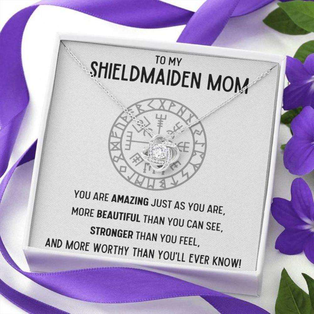 Mom Necklace, To My Shieldmaiden Mom Œworthy” Love Knot Necklace Gift Gifts for Mother (Mom) Rakva