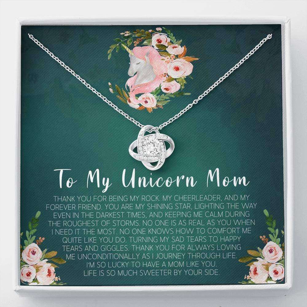 Mom Necklace, To My Unicorn Mom Love Knot Necklace Gifts for Mother (Mom) Rakva