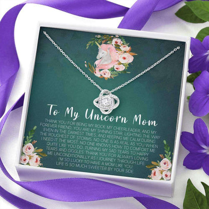 Mom Necklace, To My Unicorn Mom Love Knot Necklace Gifts for Mother (Mom) Rakva