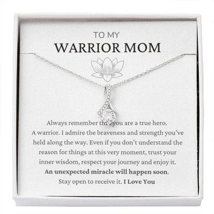 Mom Necklace, To My Warrior Mom “ You Are A True Hero “ Warrior Jewelry “ Gift For Mom “ The Heart Of A Fighter “ You Are Strong “ You Are Brave Gifts for Mother (Mom) Rakva