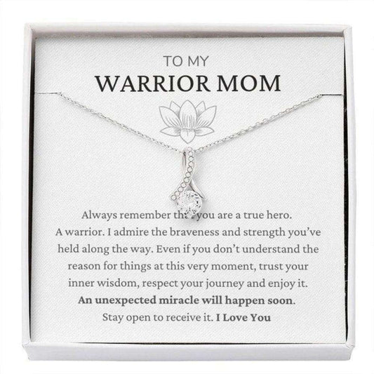 Mom Necklace, To My Warrior Mom “ You Are A True Hero “ Warrior Jewelry “ Gift For Mom “ The Heart Of A Fighter “ You Are Strong “ You Are Brave Gifts for Mother (Mom) Rakva